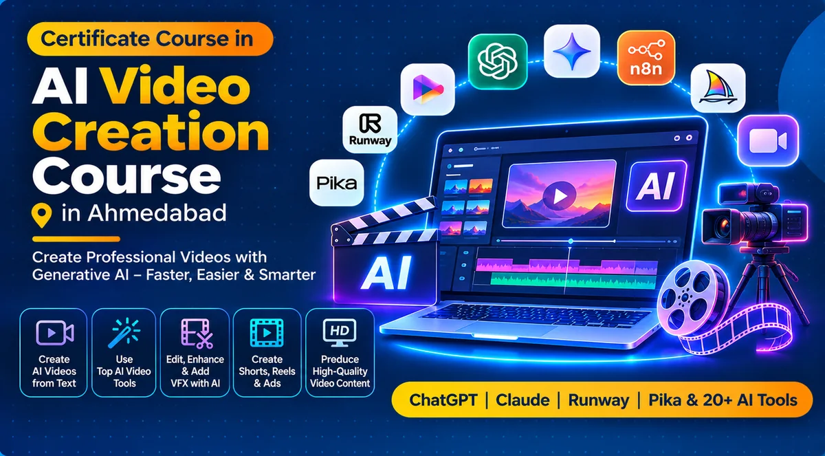Illustration for AI Video Creation Course in Ahmedabad